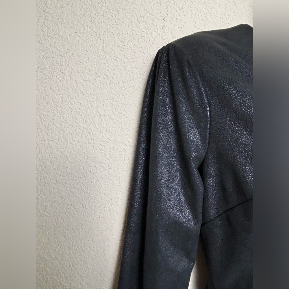 Likely Gwendolyn Ruched Black Metallic Shimmer Mini Dress - Picture 11 of 14